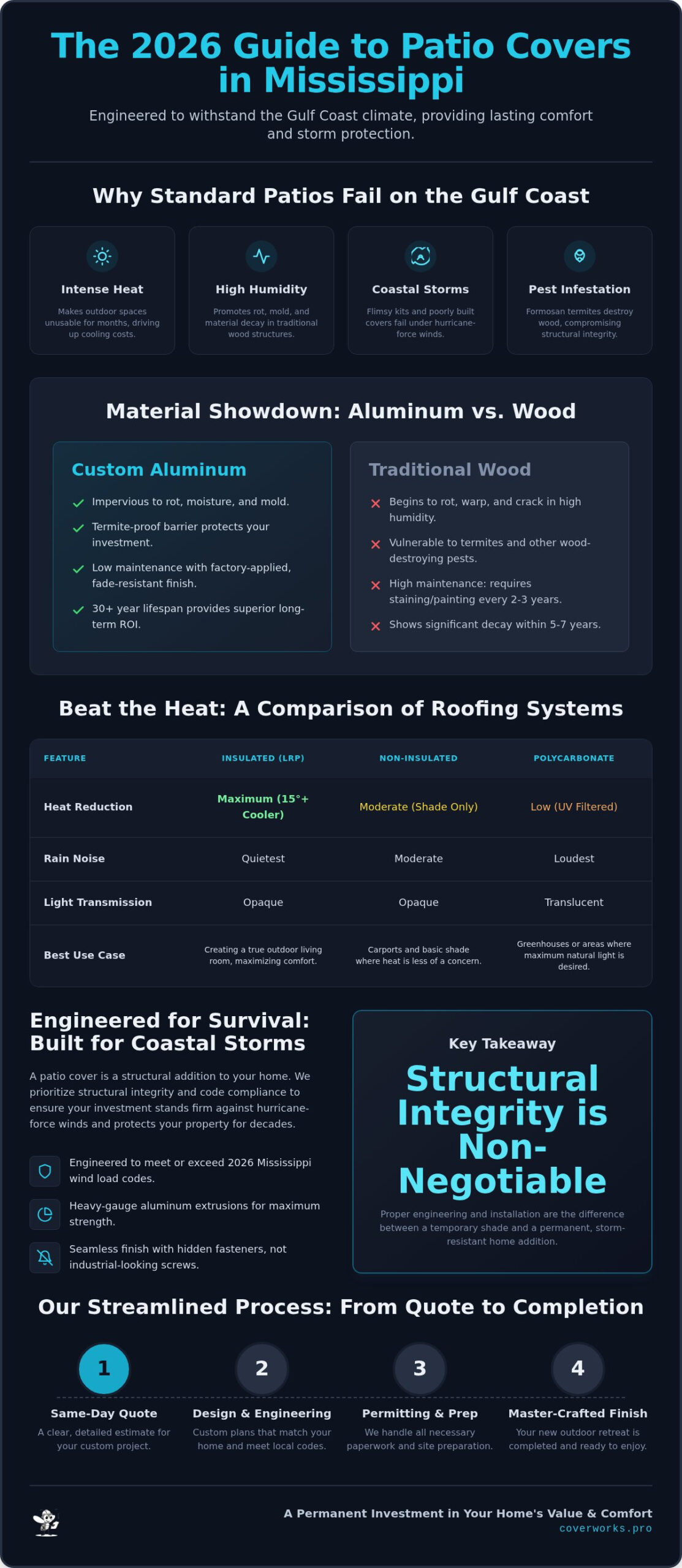 Custom Aluminum Patio Covers in Mississippi: The 2026 Homeowner’s Buying Guide